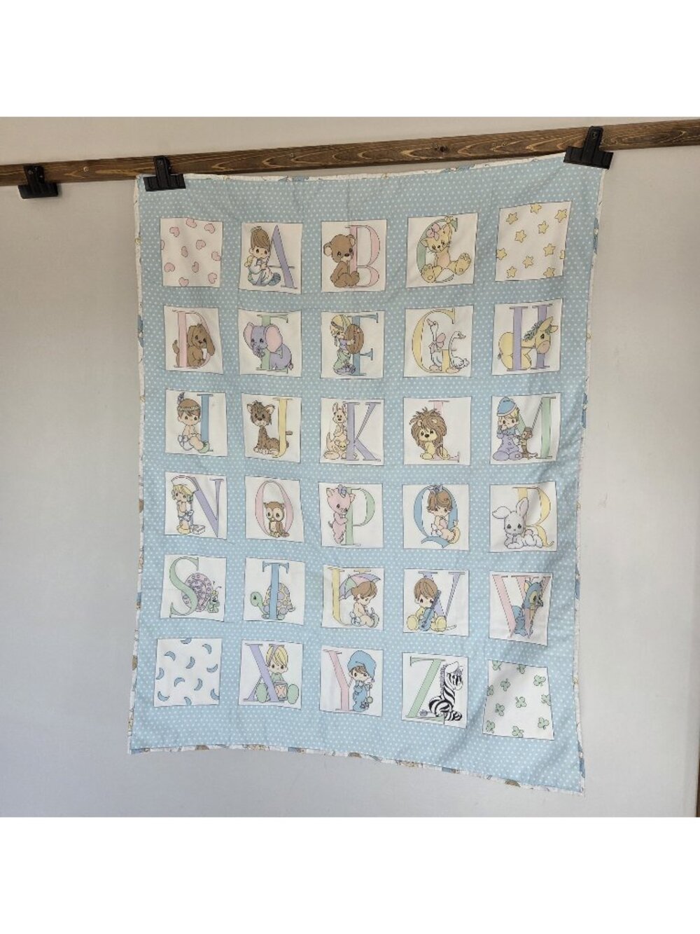 Vintage, Handmade, Precious Moments, 42” X 34” Baby Crib Toddler Blanket, ABC